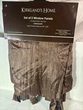 Kirkland's Home Crushed Satin Tab Top Window Panels Set of 2 50x84 Chocolate